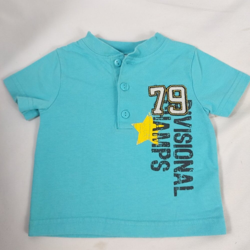 Babyworks Toddler Boy's Blue Short Sleeve Tee Shirt "79 Champs" Sz 3-6M